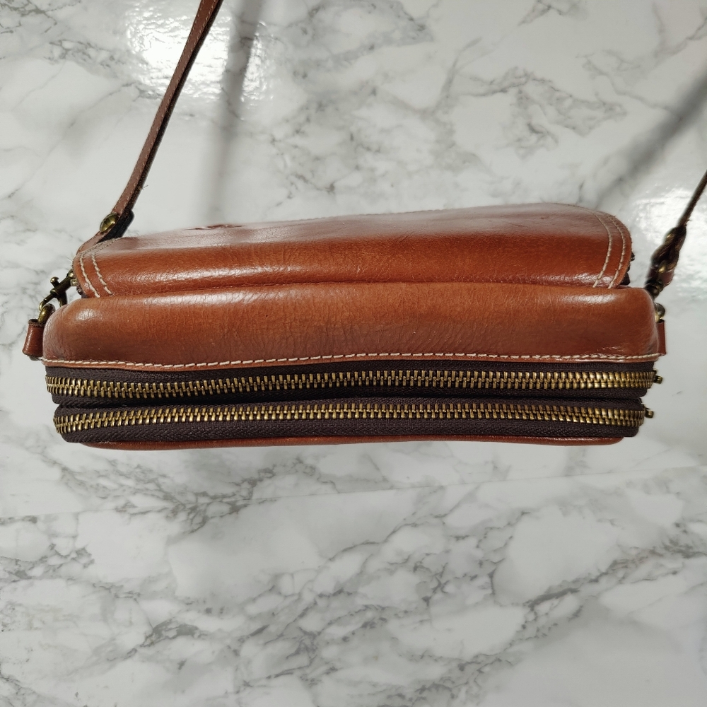 Patricia Nash Brown Leather Multi Pocket Crossbody Purse - Picture 15 of 16